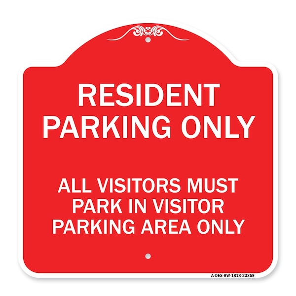 Parking Resident Parking Only All Visitors Must Park in Visitor Parking Area Only, RW-1818-23359